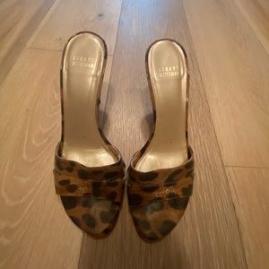 Stuart Weitzman leopard print mules